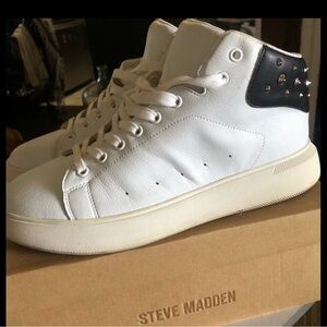 Steve Madden White Sneakers with Black Studded Detail